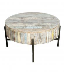 SOLID RECLAIMED TEAK WOOD COFFEE TABLE W/ METAL BASE
