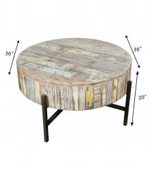 SOLID RECLAIMED TEAK WOOD COFFEE TABLE W/ METAL BASE