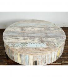 SOLID RECLAIMED TEAK WOOD COFFEE TABLE W/ METAL BASE