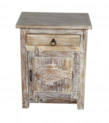SOLID RECLAIMED TEAK WOOD W/ CARVED FISH END TABLE / NIGHTSTAND