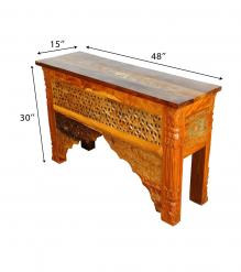 HAND CARVED SOLID WOOD CONSOLE