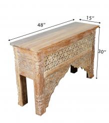 HAND CARVED SOLID WOOD CONSOLE TABLE