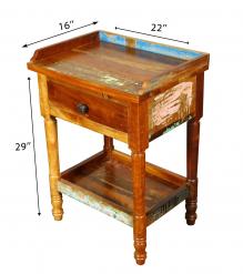 SOLID RECLAIMED TEAK WOOD END TABLE / NIGHTSTAND