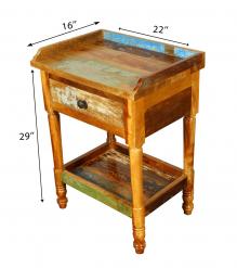 SOLID RECLAIMED TEAK WOOD END TABLE / NIGHTSTAND