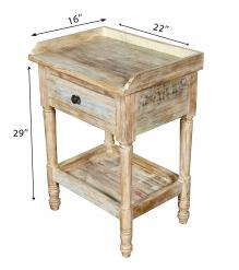 SOLID RECLAIMED TEAK WOOD END TABLE / NIGHTSTAND