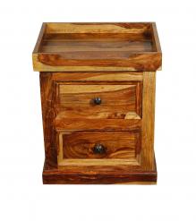 SOLID ROSEWOOD 2 DRAWER W/ TRAY END TABLE / NIGHTSTAND