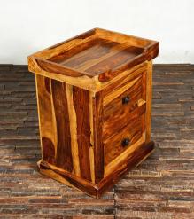SOLID ROSEWOOD 2 DRAWER W/ TRAY END TABLE / NIGHTSTAND
