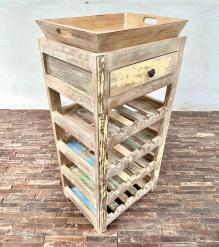 SOLID RECLAIMED TEAK WOOD WINE CABINET