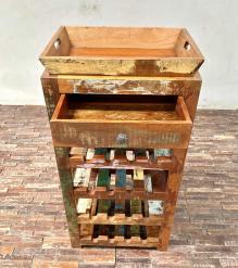 SOLID RECLAIMED TEAK WINE BAR W/ TRAY