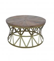ROUND SOLID WOOD & IRON COFFEE TABLE