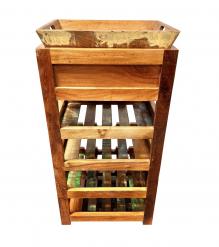 SOLID RECLAIMED TEAK WINE BAR W/ TRAY