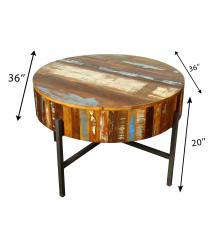 SOLID RECLAIMED TEAK WOOD W/ METAL COFFEE TABLE