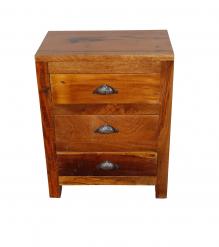 SOLID RECLAIMED TEAK WOOD END TABLE / NIGHTSTAND W/ 3 DRAWERS