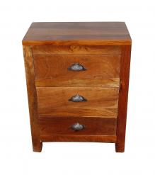 SOLID RECLAIMED TEAK WOOD END TABLE / NIGHTSTAND W/ 3 DRAWERS