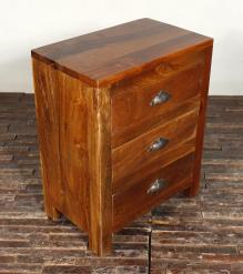 SOLID RECLAIMED TEAK WOOD END TABLE / NIGHTSTAND W/ 3 DRAWERS