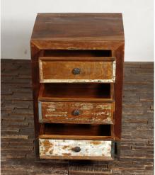 SOLID RECLAIMED TEAK WOOD END TABLE / NIGHTSTAND W/ 3 DRAWERS
