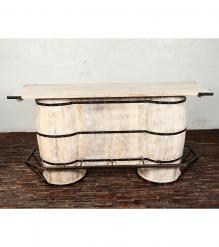 SOLID RECLAIMED TEAK WOOD DOUBLE BARREL BAR