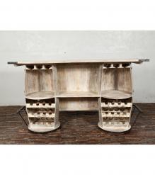 SOLID RECLAIMED TEAK WOOD DOUBLE BARREL RECLAIMED WOOD BAR