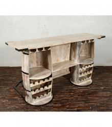SOLID RECLAIMED TEAK WOOD DOUBLE BARREL RECLAIMED WOOD BAR