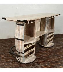 SOLID RECLAIMED TEAK WOOD DOUBLE BARREL RECLAIMED WOOD BAR