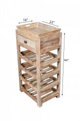 SOLID RECLAIMED TEAK WOOD WINE BAR W/ DRAWER & TRAY