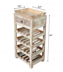 SOLID RECLAIMED TEAK WOOD WINE BAR W/ DRAWER & TRAY