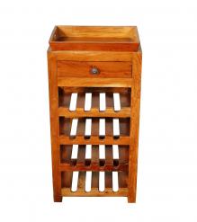 RECLAIMED SOLID TEAK WINE BAR W/ DRAWER & TRAY