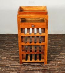 RECLAIMED SOLID TEAK WINE BAR W/ DRAWER & TRAY