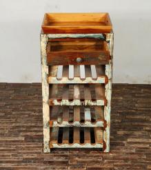 SOLID RECLAIMED TEAK WOOD WINE BAR W/ DRAWER & TRAY