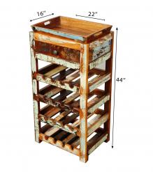 SOLID RECLAIMED TEAK WOOD WINE BAR W/ DRAWER & TRAY