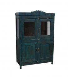 VINTAGE RECLAIMED TEAK & GLASS CABINET