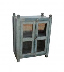 VINTAGE RECLAIMED TEAK & GLASS CABINET