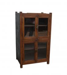 VINTAGE RECLAIMED TEAK & GLASS CABINET