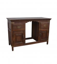 RECLAIMED SOLID TEAK DESK W/ 2 DRAWERS & 2 DOORS