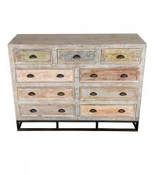 SOLID RECLAIMED TEAK WOOD & METAL BUREAU SIDEBOARD