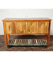 WOOD/IRON 2 DRAWER GLASS CONSOLE