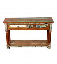 SOLID RECLAIMED TEAK WOOD  2 DRAWER CONSOLE TABLE