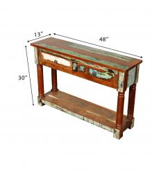 SOLID RECLAIMED TEAK WOOD  2 DRAWER CONSOLE TABLE