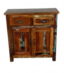 SOLID RECLAIMED TEAK WOOD CABINET W/ 2 DOORS & 2 DRAWERS