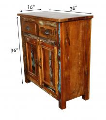 SOLID RECLAIMED TEAK WOOD CABINET W/ 2 DOORS & 2 DRAWERS