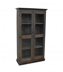 SOLID RECLAIMED TEAK WOOD & GLASS CABINET