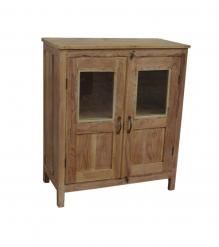 RECLAIMED TEAK & GLASS STORAGE DISPLAY CABINET
