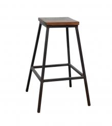 RECLAIMED WOOD AND IRON COUNTER STOOL