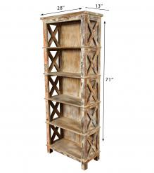RECLAIMED TEAK 5 SHELF BOOKCASE DISPLAY CASE