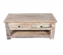 RECLAIMED TEAK 2 DRAWER WITH SHELF COFFEE TABLE