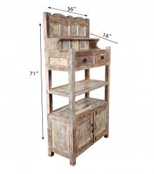 RECLAIMED TEAK STORAGE / DISPLAY RACK - DRAWERS, SHELVES & CABINET