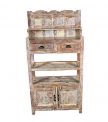 RECLAIMED TEAK STORAGE / DISPLAY RACK - DRAWERS, SHELVES & CABINET