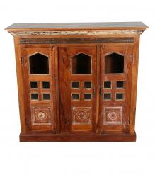 RECLAIMED TEAK WOOD + GLASS CABINET