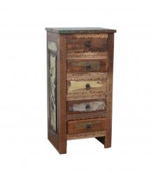 SOLID RECLAIMED TEAK WOOD 5 DRAWER CHEST