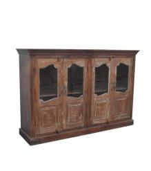 VINTAGE RECLAIMED TEAK & GLASS CABINET